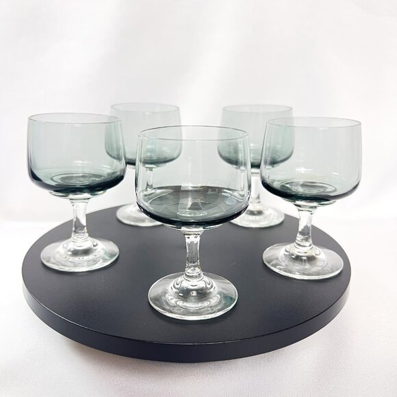 Holmegaard Port Liquor Vintage Glassware 1960s Atlantic Smoke Denmark Set of 5 - Picture 7 of 9